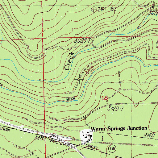Topographic Map of Clear Creek Ditch, OR