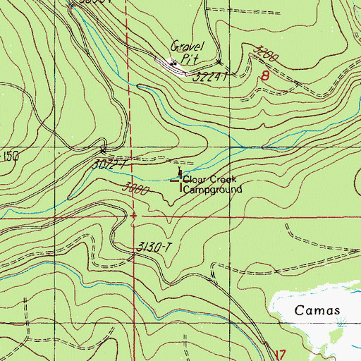 Topographic Map of Clear Creek Crossing Recreation Site, OR