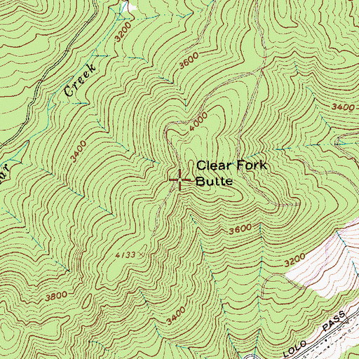 Topographic Map of Clear Fork Butte, OR
