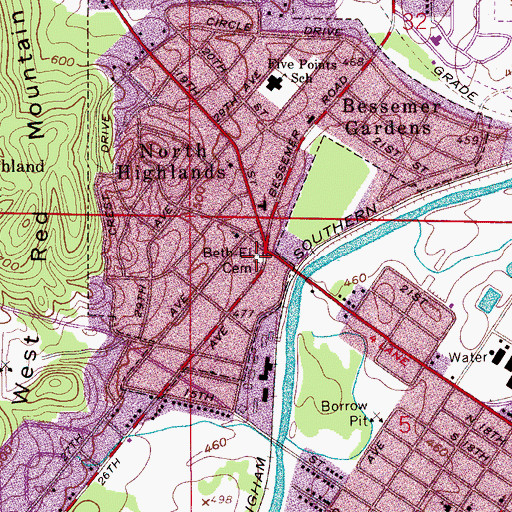 Topographic Map of Beth-El Cemetery, AL