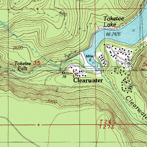 Topographic Map of Clearwater, OR