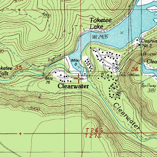 Topographic Map of Clearwater River, OR