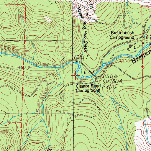 Topographic Map of Cleator Bend Recreation Site, OR