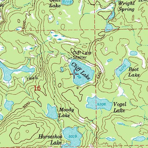 Topographic Map of Cliff Lake, OR