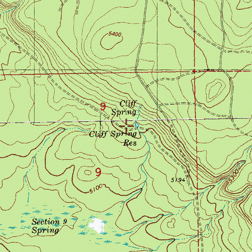 Topographic Map of Cliff Spring Reservoir, OR