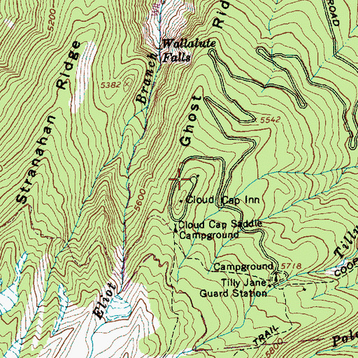 Topographic Map of Cloud Cap Inn, OR