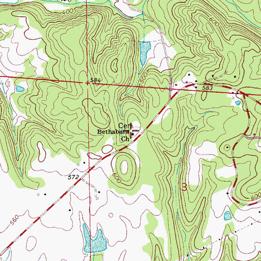 Topographic Map of Bethabara Church, AL