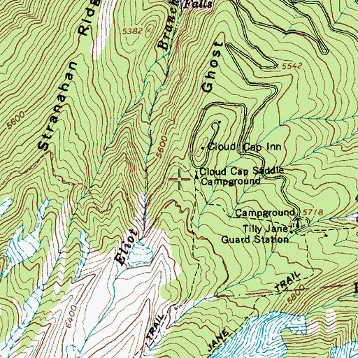 Topographic Map of Cloud Cap Saddle Recreation Site, OR