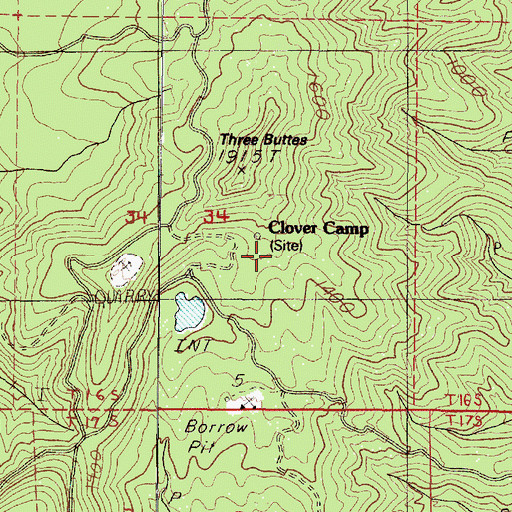 Topographic Map of Clover Camp, OR