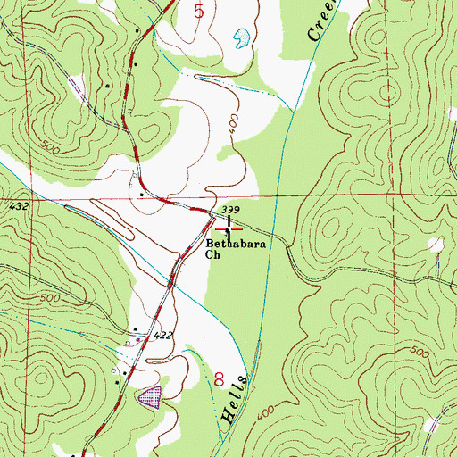 Topographic Map of Bethabara Baptist Church, AL