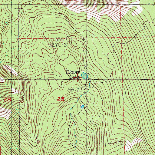 Topographic Map of Clover Lake, OR