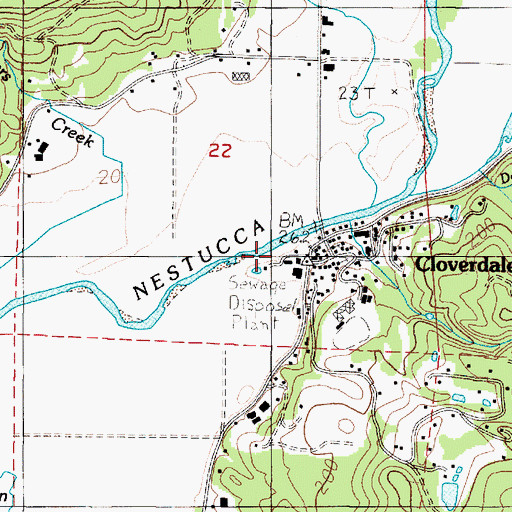 Topographic Map of Cloverdale, OR