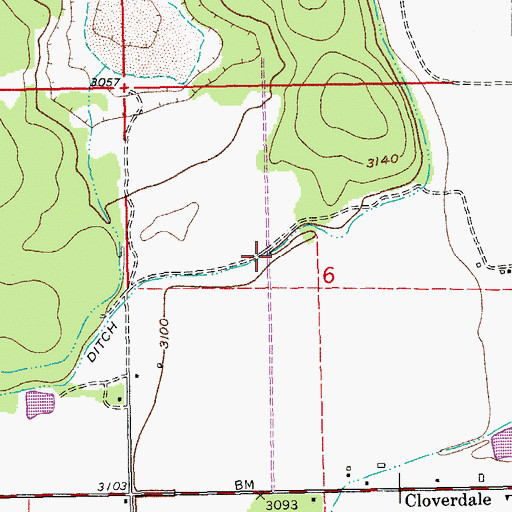 Topographic Map of Cloverdale Ditch, OR