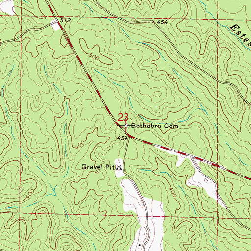 Topographic Map of Bethabra Cemetery, AL