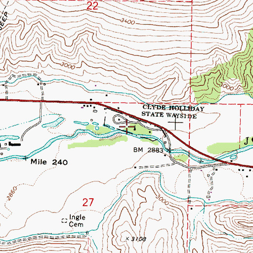 Topographic Map of Clyde Holliday State Park, OR