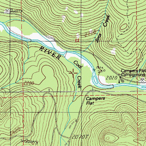 Topographic Map of Coal Creek, OR