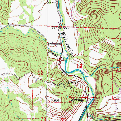 Topographic Map of Coast Creek, OR
