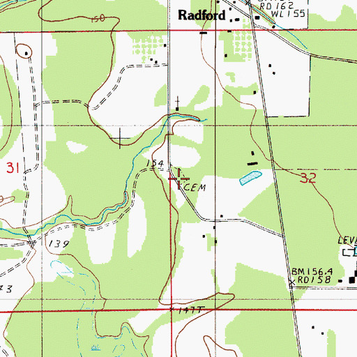 Topographic Map of Bethany Cemetery, AL
