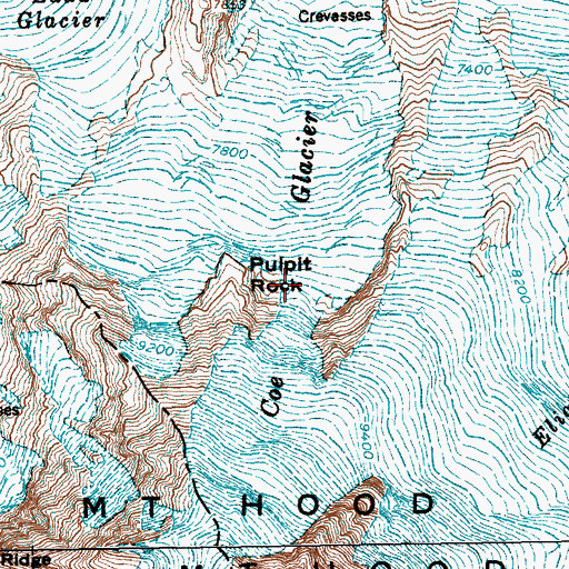 Topographic Map of Coe Glacier, OR
