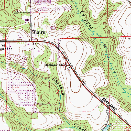 Topographic Map of Bethany Church, AL