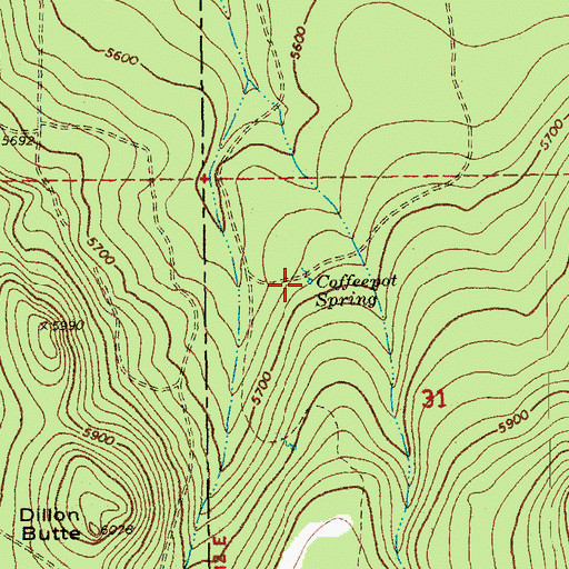 Topographic Map of Coffeepot Spring, OR