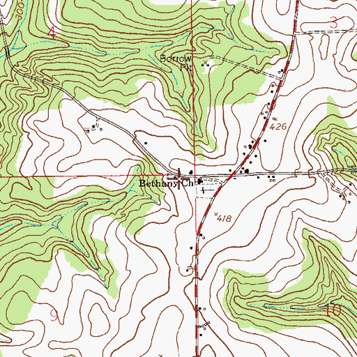 Topographic Map of Bethany Baptist Church, AL