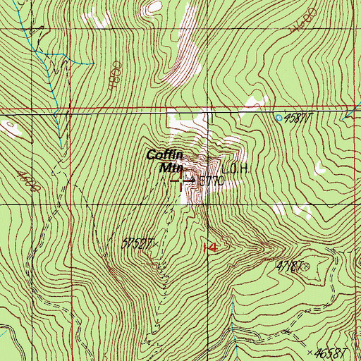 Topographic Map of Coffin Mountain, OR