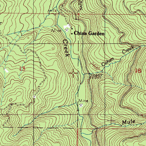 Topographic Map of Cohen Creek, OR
