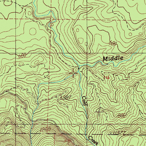 Topographic Map of Cold Creek, OR