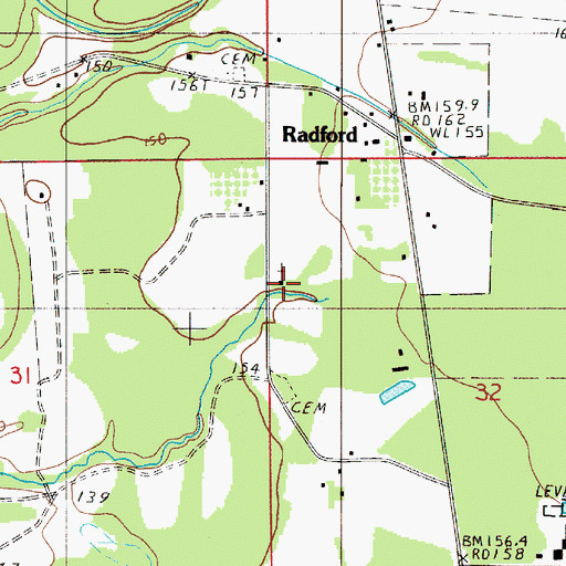 Topographic Map of Bethany Church, AL
