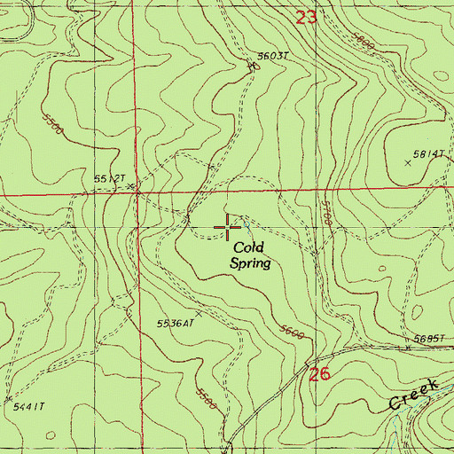 Topographic Map of Cold Spring, OR