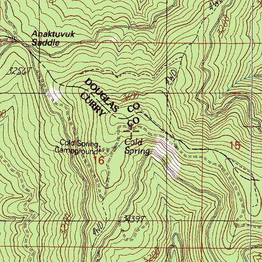 Topographic Map of Cold Spring, OR