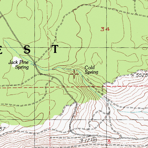 Topographic Map of Cold Spring, OR