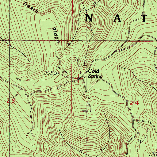 Topographic Map of Cold Spring, OR