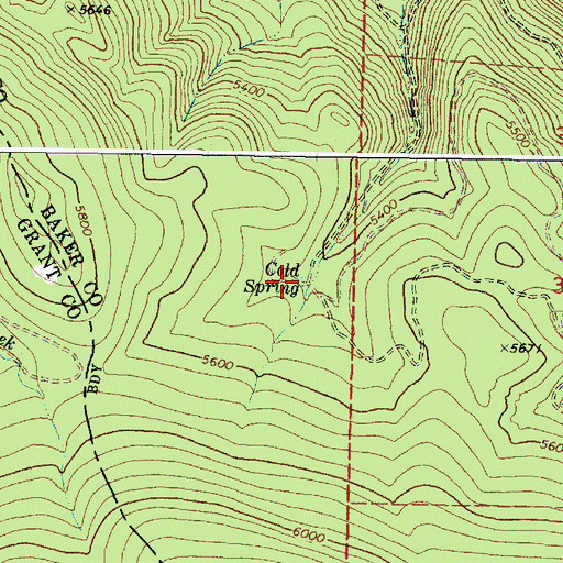Topographic Map of Cold Spring, OR