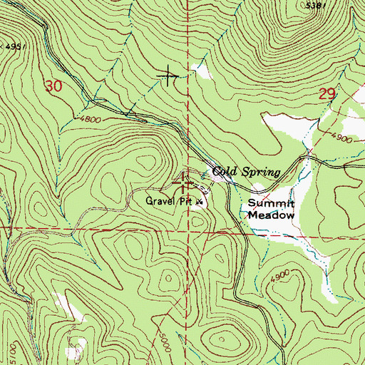 Topographic Map of Cold Spring, OR