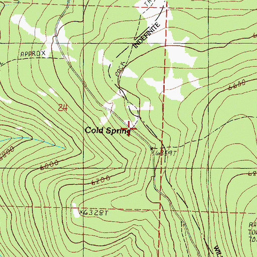 Topographic Map of Cold Spring, OR