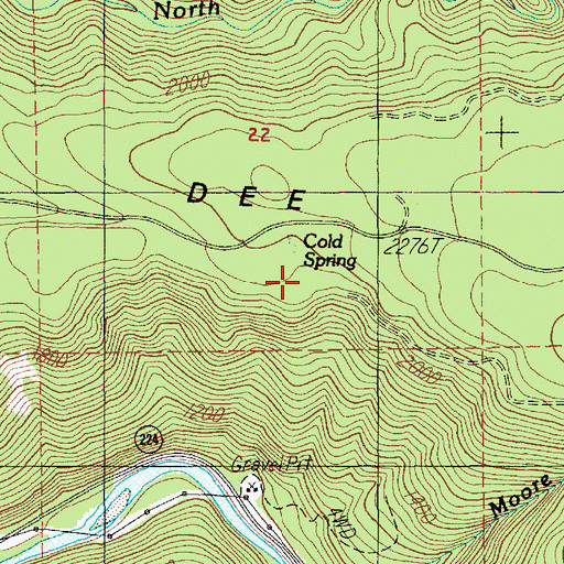 Topographic Map of Cold Spring, OR