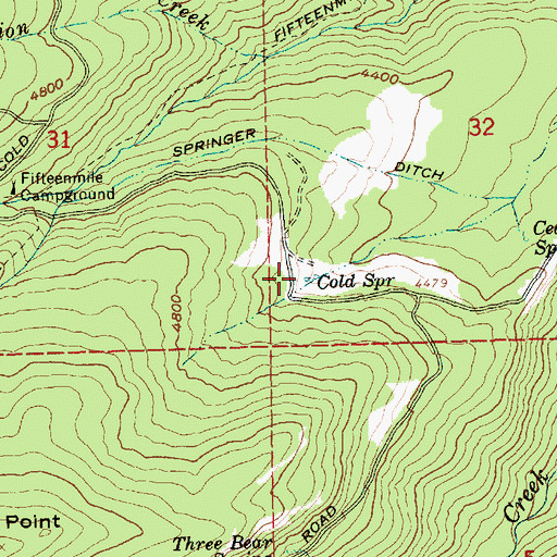 Topographic Map of Cold Spring, OR