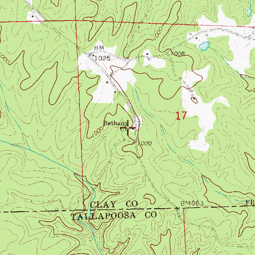 Topographic Map of Bethany Primitive Baptist Church, AL