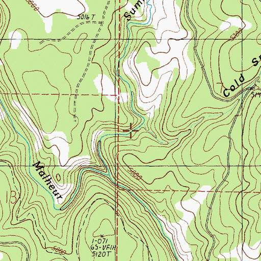 Topographic Map of Cold Spring Canyon, OR
