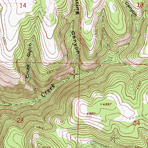 Topographic Map of Cold Spring Canyon, OR