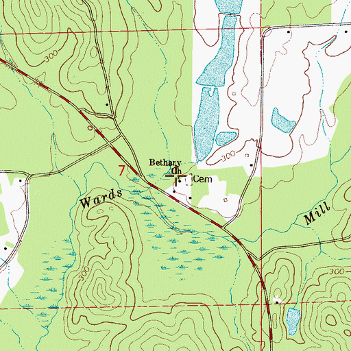 Topographic Map of Bethany Baptist Church, AL
