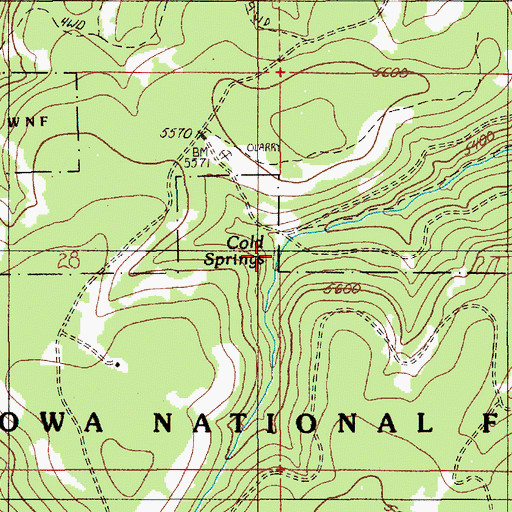 Topographic Map of Cold Springs, OR