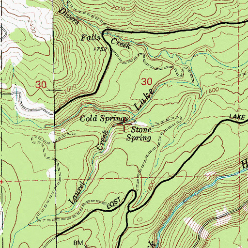 Topographic Map of Cold Springs, OR