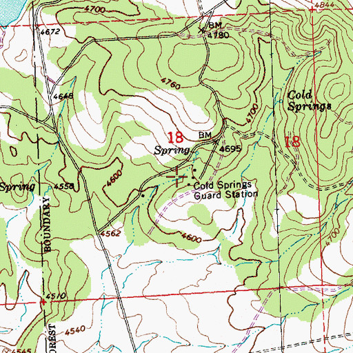 Topographic Map of Cold Springs Guard Station, OR
