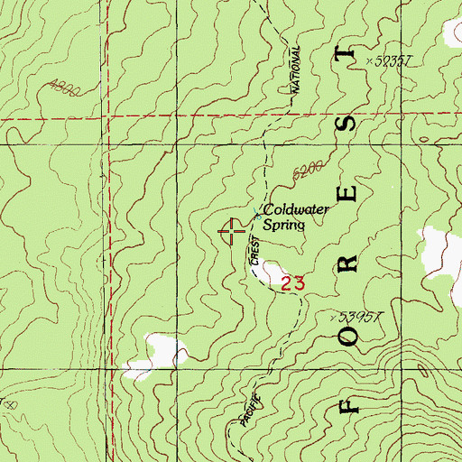 Topographic Map of Coldwater Spring, OR