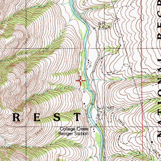 Topographic Map of College Creek, OR