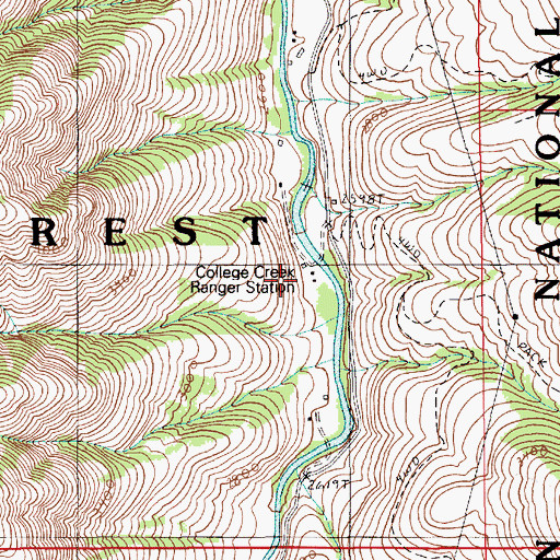 Topographic Map of College Creek Ranger Station (historical), OR