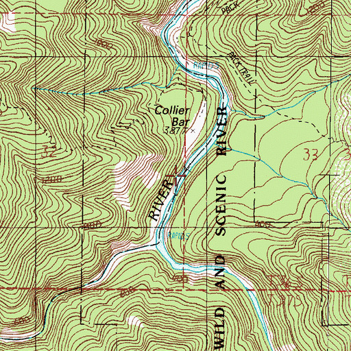 Topographic Map of Collier Bar, OR